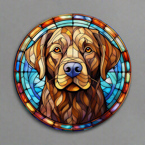 Labrador Chocolate Glass Suncatcher Worktop Saver